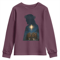 Jesus Christian Christmas Youth Sweatshirt Christian Saints Praying Under The Star of Bethlehem - Wonder Print Shop