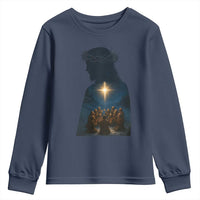 Jesus Christian Christmas Youth Sweatshirt Christian Saints Praying Under The Star of Bethlehem - Wonder Print Shop