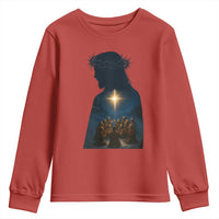 Jesus Christian Christmas Youth Sweatshirt Christian Saints Praying Under The Star of Bethlehem - Wonder Print Shop