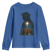 Jesus Christian Christmas Youth Sweatshirt Christian Saints Praying Under The Star of Bethlehem - Wonder Print Shop