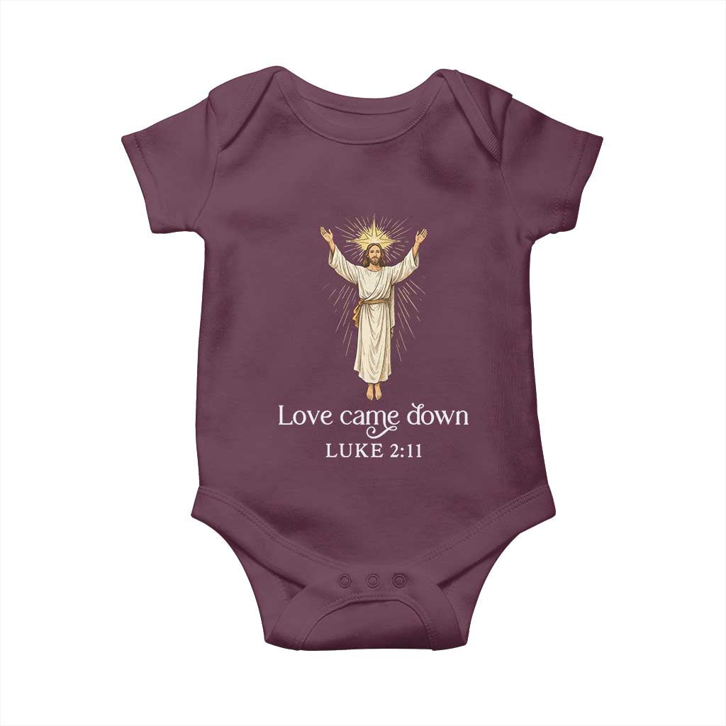 Nativity Scene Christmas Baby Onesie Love Came Down Jesus Christian - Wonder Print Shop