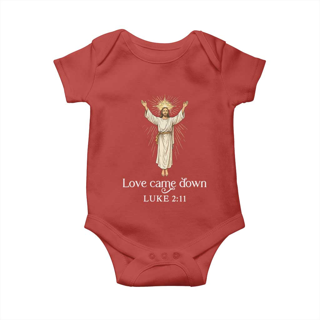 Nativity Scene Christmas Baby Onesie Love Came Down Jesus Christian - Wonder Print Shop
