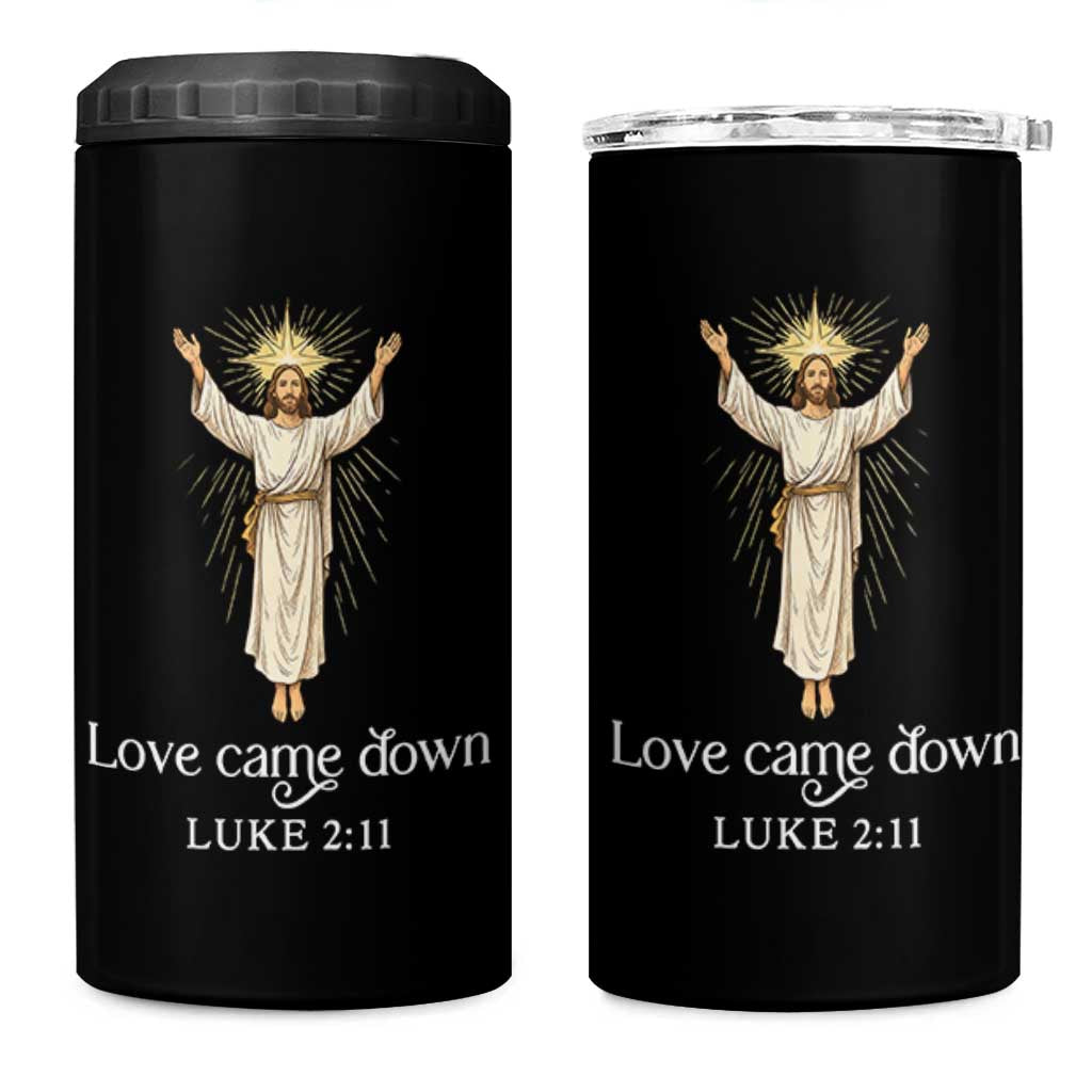 Nativity Scene Christmas 4 in 1 Can Cooler Tumbler Love Came Down Jesus Christian - Wonder Print Shop