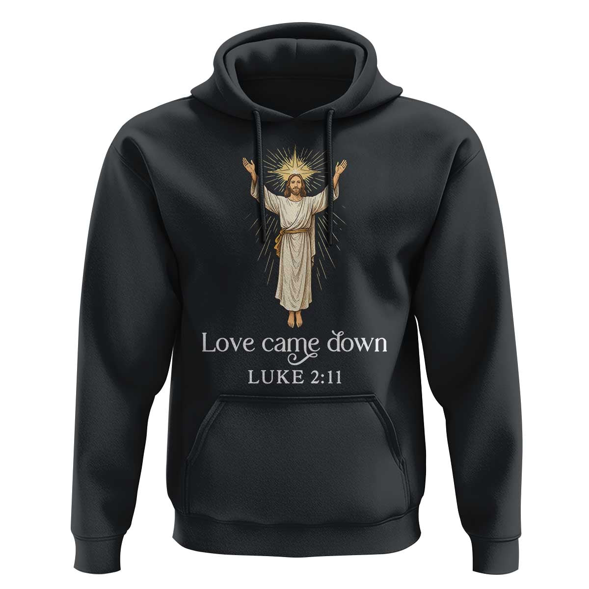 Nativity Scene Christmas Hoodie Love Came Down Jesus Christian - Wonder Print Shop
