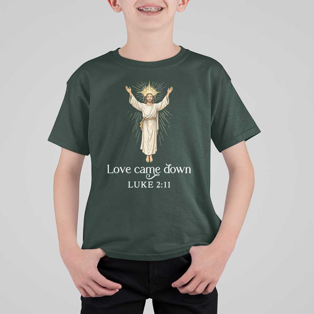 Nativity Scene Christmas T Shirt For Kid Love Came Down Jesus Christian - Wonder Print Shop