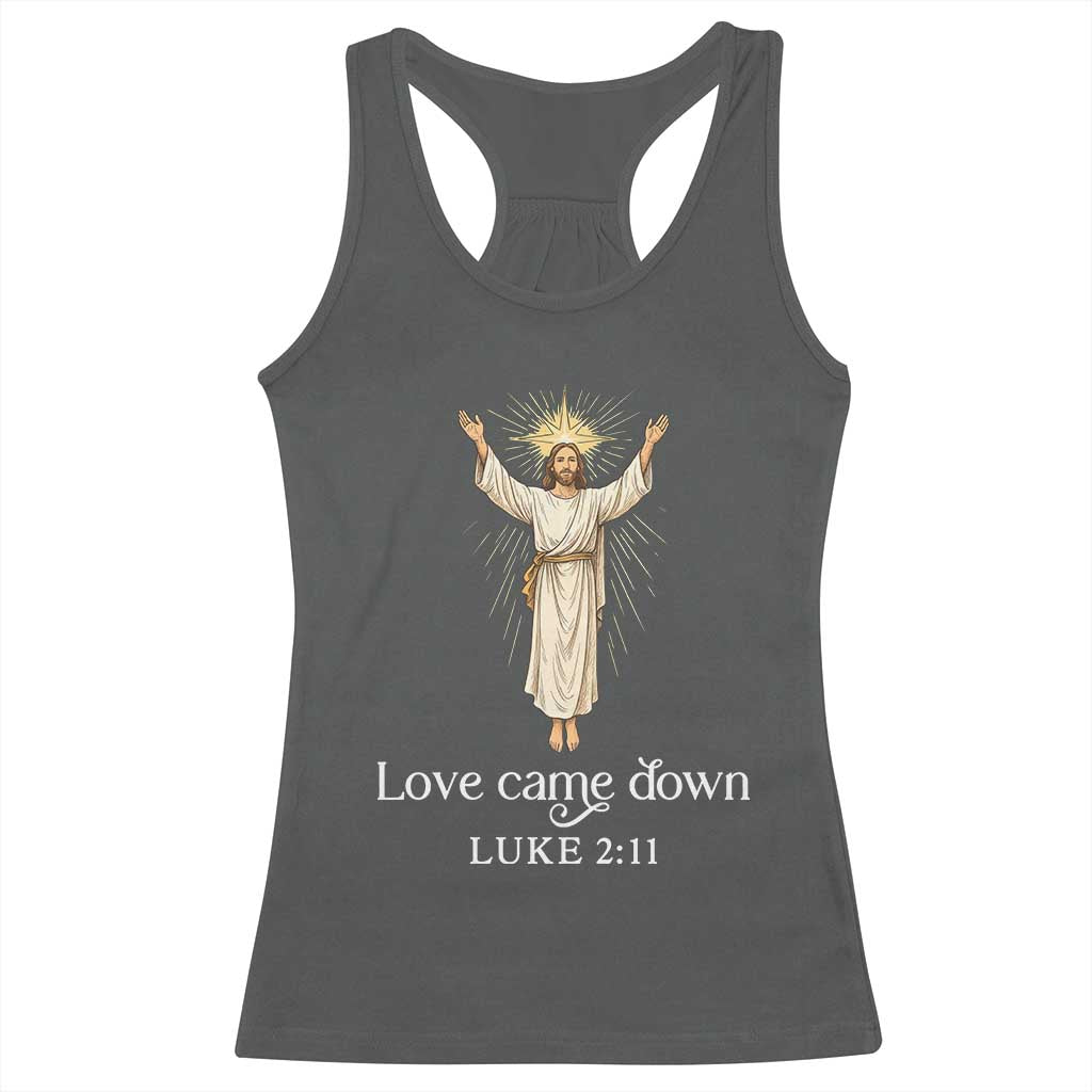 Nativity Scene Christmas Racerback Tank Top Love Came Down Jesus Christian - Wonder Print Shop