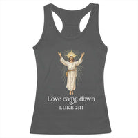 Nativity Scene Christmas Racerback Tank Top Love Came Down Jesus Christian - Wonder Print Shop