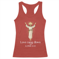 Nativity Scene Christmas Racerback Tank Top Love Came Down Jesus Christian - Wonder Print Shop