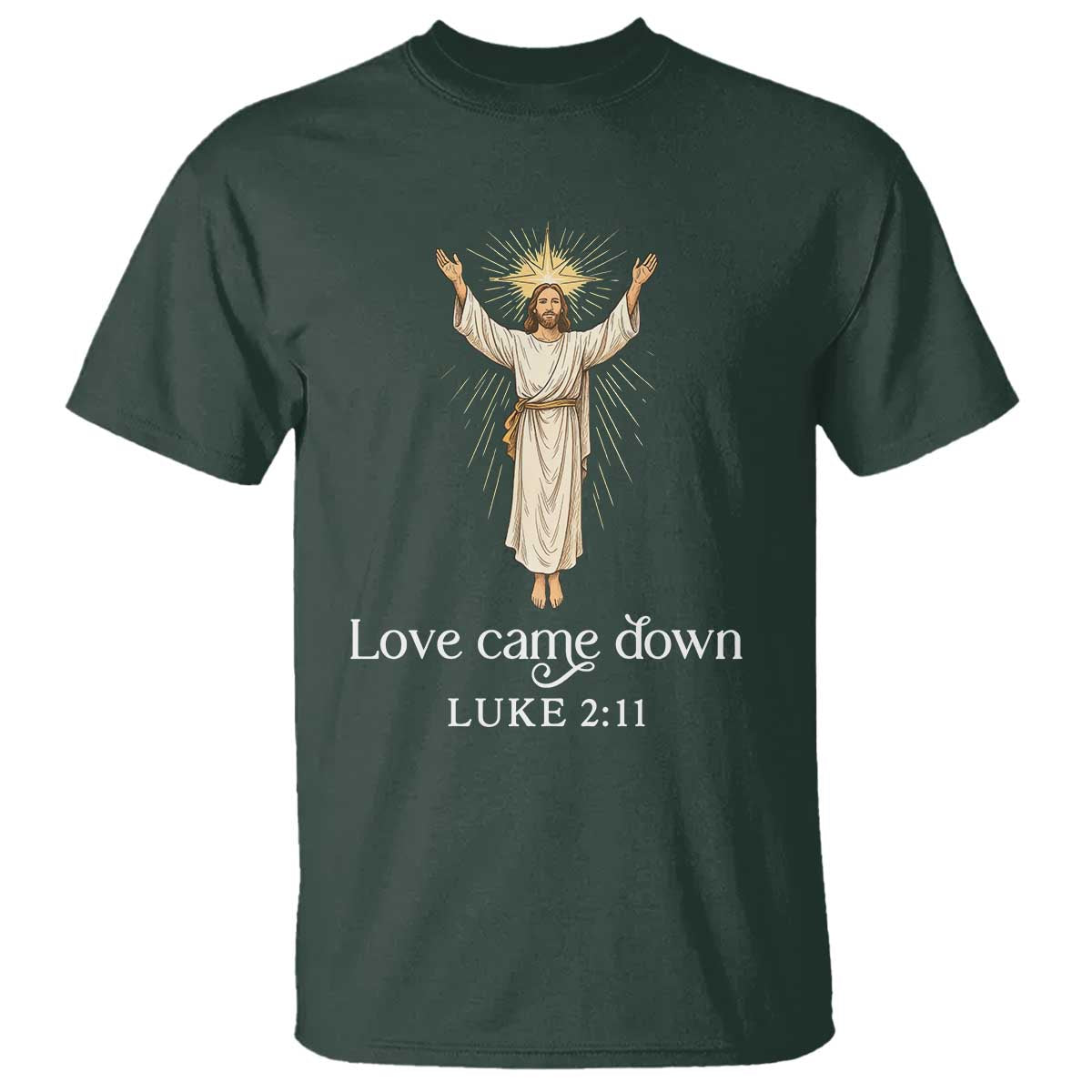 Nativity Scene Christmas T Shirt Love Came Down Jesus Christian - Wonder Print Shop