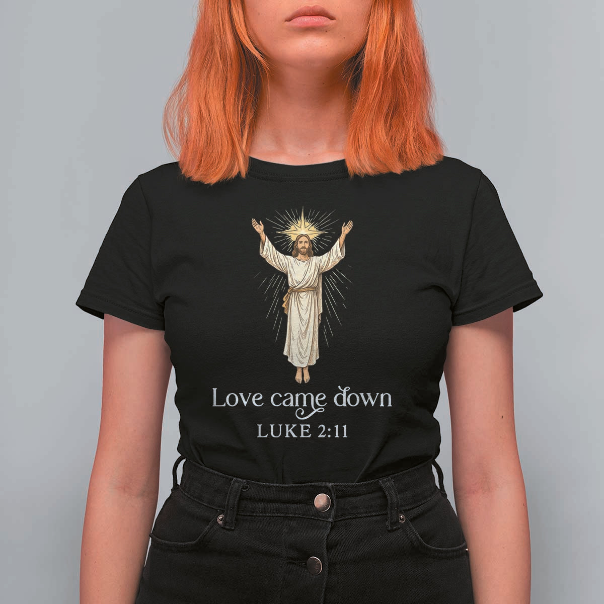 Nativity Scene Christmas T Shirt For Women Love Came Down Jesus Christian - Wonder Print Shop
