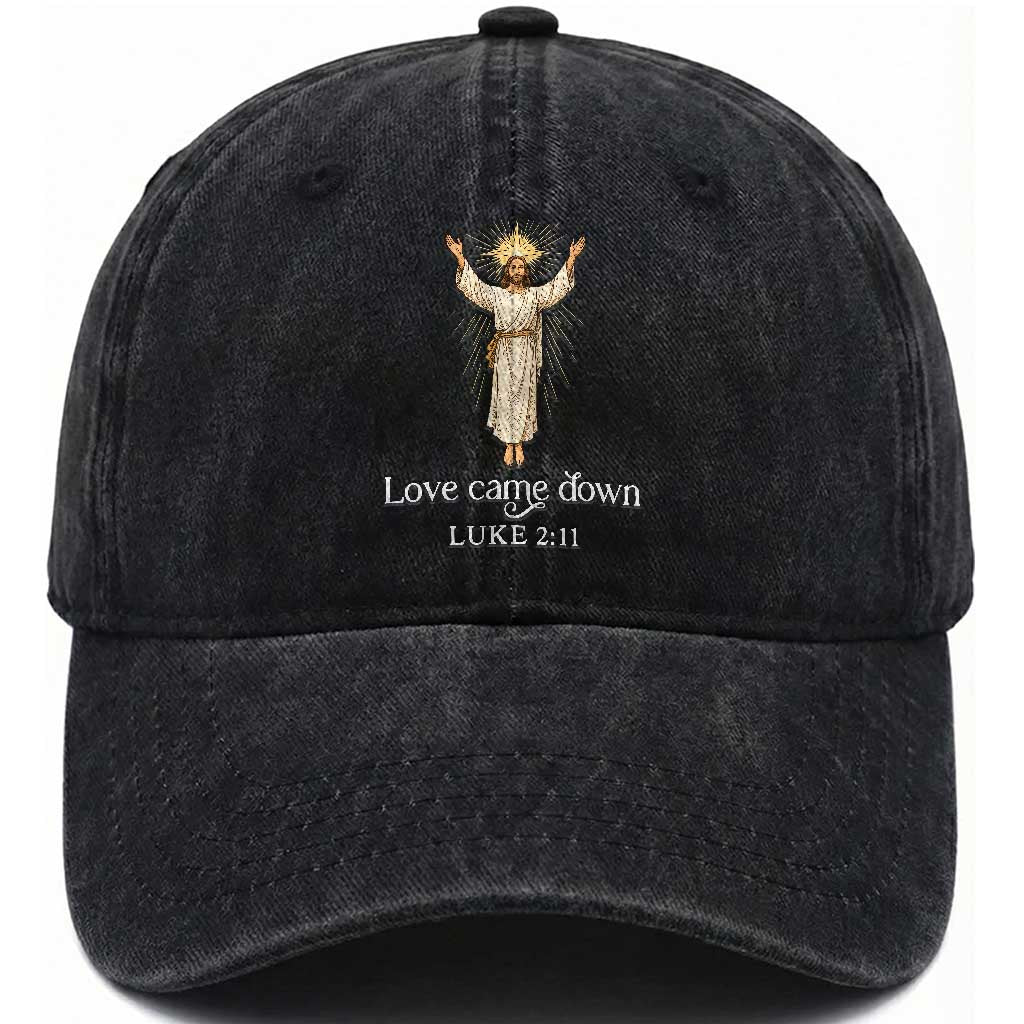 Nativity Scene Christmas Washed Cotton Baseball Cap Love Came Down Jesus Christian