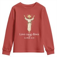 Nativity Scene Christmas Youth Sweatshirt Love Came Down Jesus Christian - Wonder Print Shop