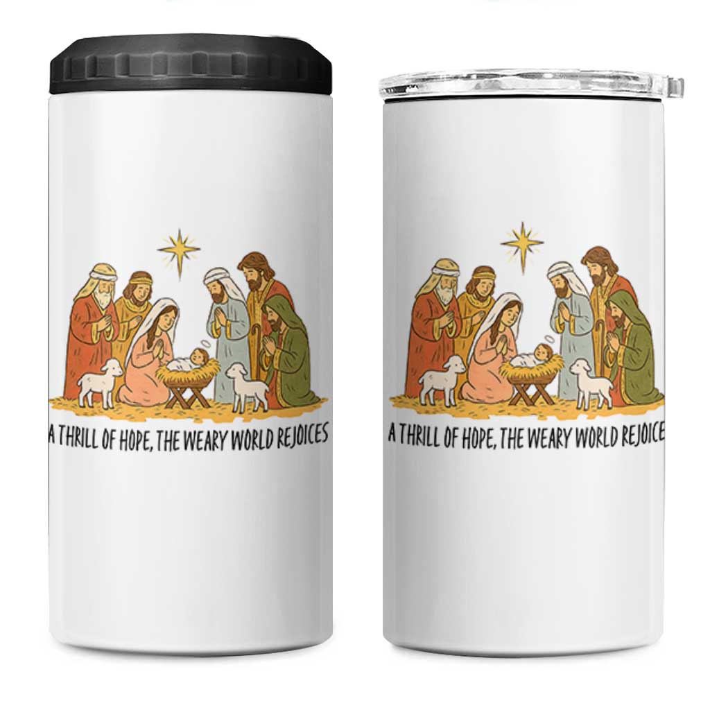 Nativity Scene Christmas 4 in 1 Can Cooler Tumbler Baby Jesus Christian Faith - Wonder Print Shop