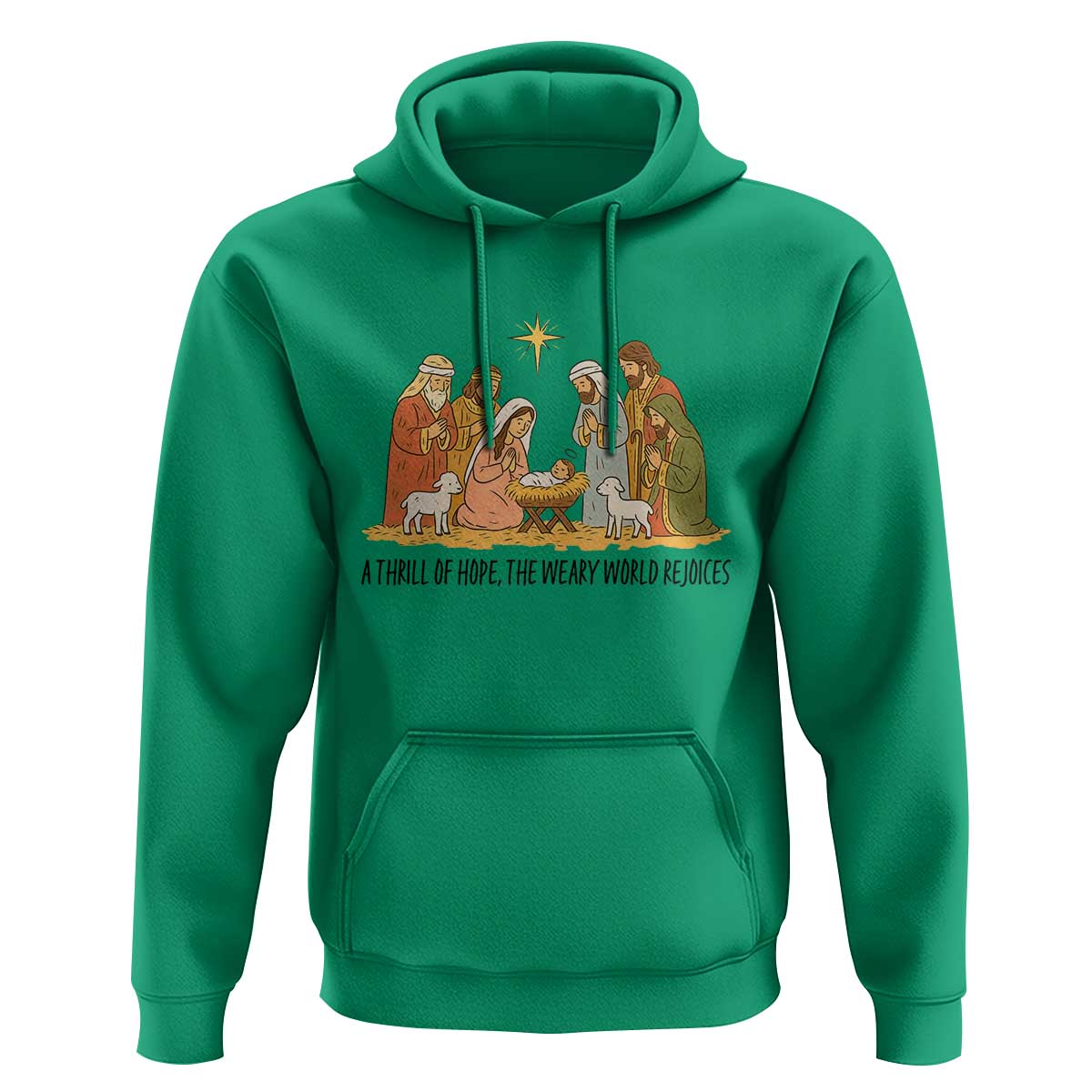 Nativity Scene Christmas Hoodie Baby Jesus Christian Faith - Wonder Print Shop