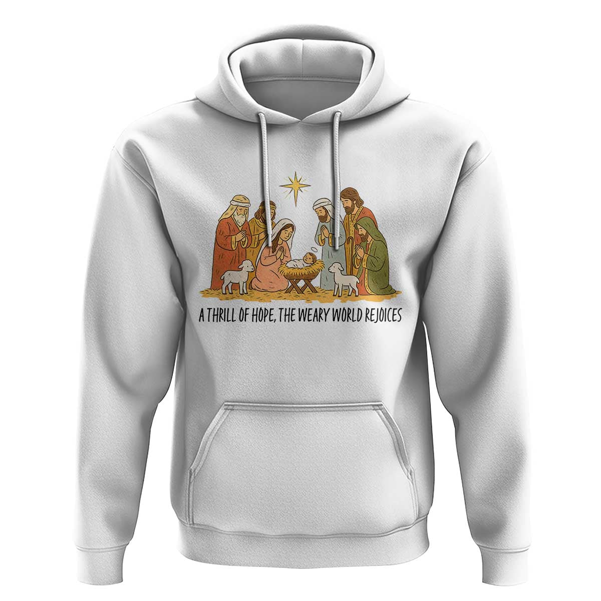 Nativity Scene Christmas Hoodie Baby Jesus Christian Faith - Wonder Print Shop