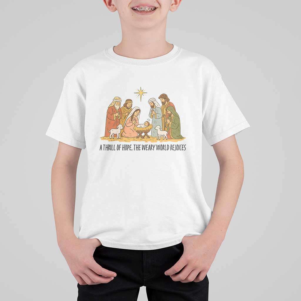 Nativity Scene Christmas T Shirt For Kid Baby Jesus Christian Faith - Wonder Print Shop