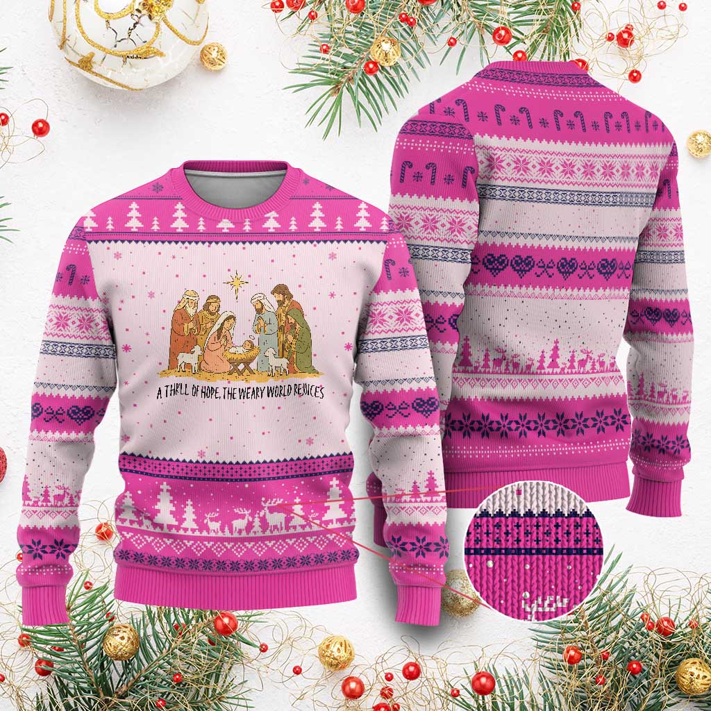 Nativity Scene Xmas Ugly Christmas Sweater Baby Jesus Christian Faith - Wonder Print Shop