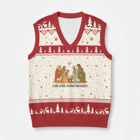 Nativity Scene Xmas V-Neck Knit Sweater Vest Baby Jesus Christian Faith - Wonder Print Shop