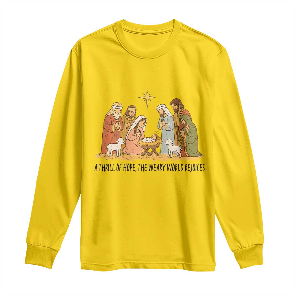 Nativity Scene Christmas Long Sleeve Shirt Baby Jesus Christian Faith - Wonder Print Shop