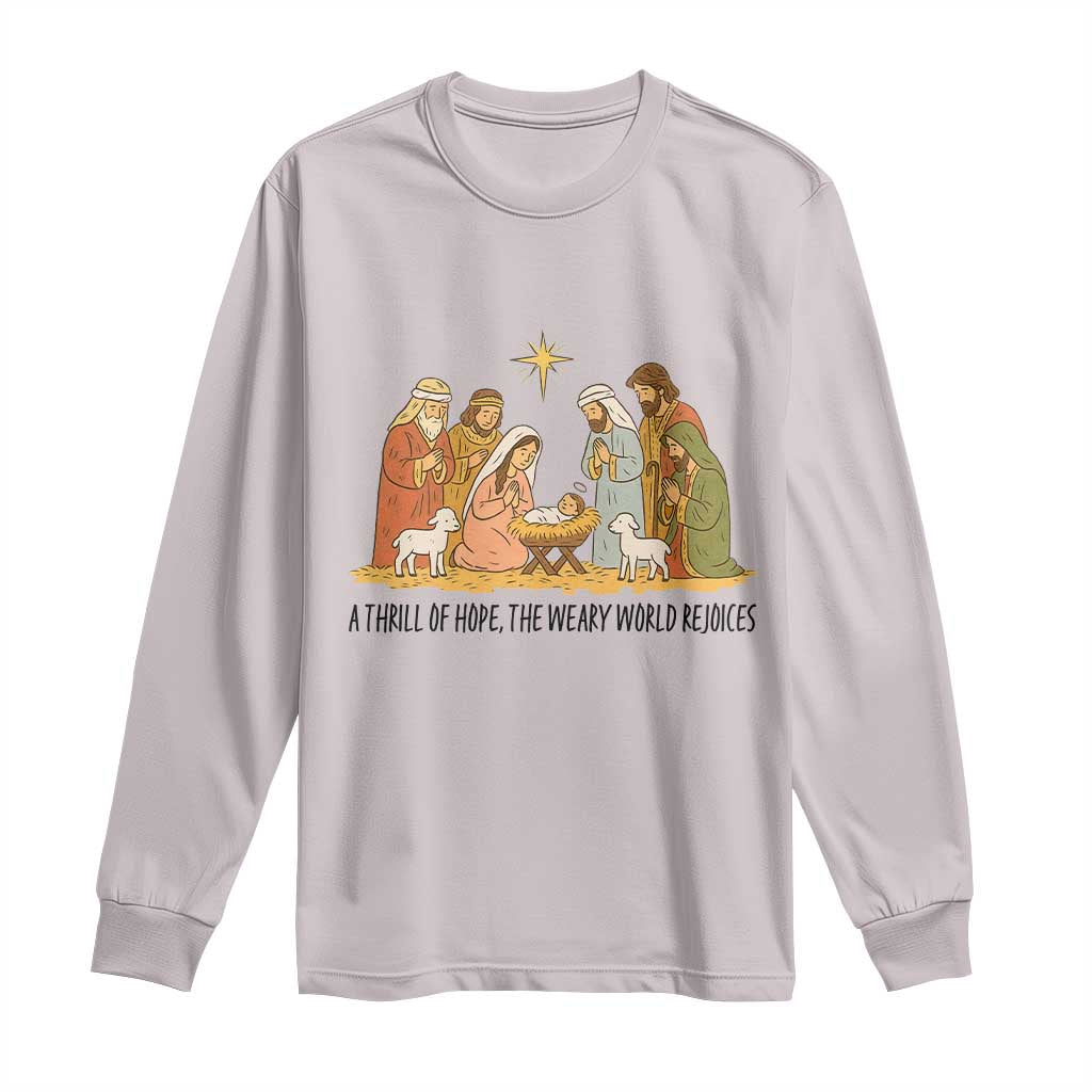 Nativity Scene Christmas Long Sleeve Shirt Baby Jesus Christian Faith - Wonder Print Shop