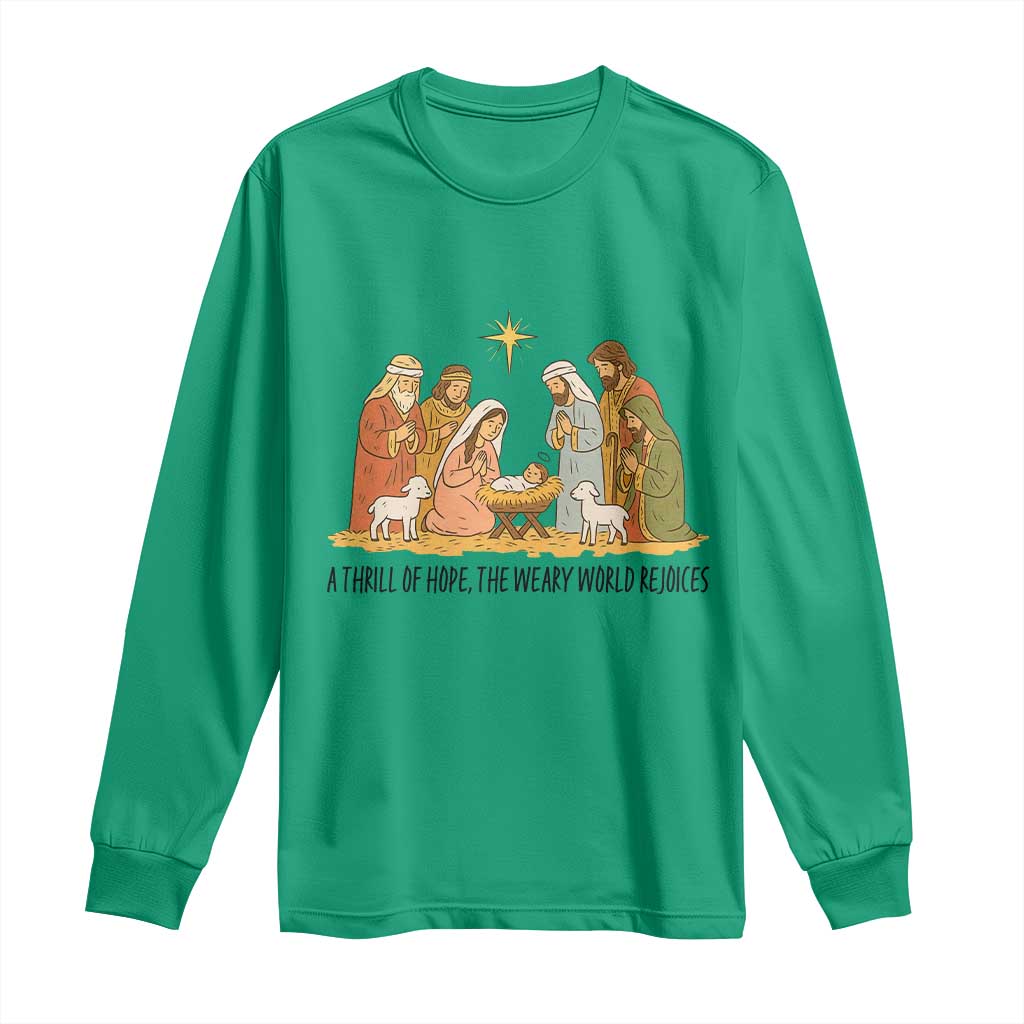 Nativity Scene Christmas Long Sleeve Shirt Baby Jesus Christian Faith - Wonder Print Shop