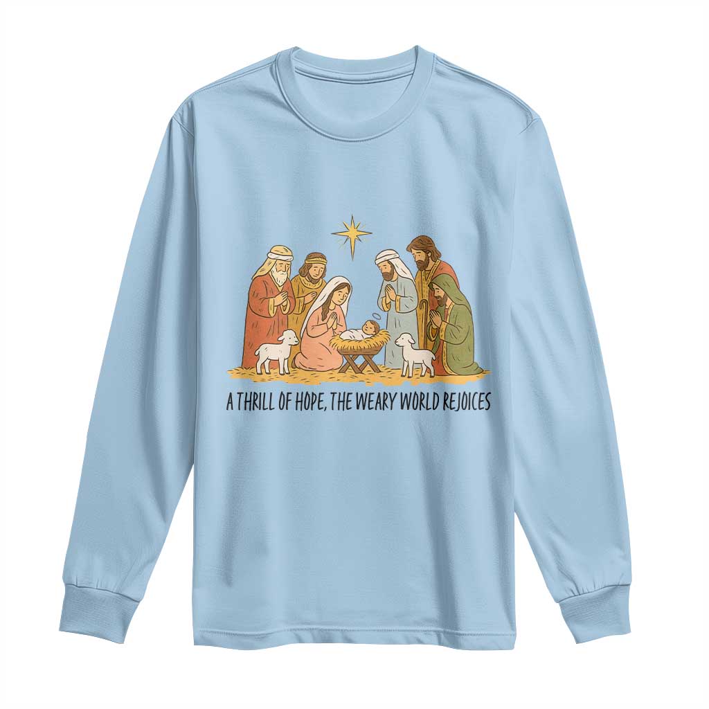 Nativity Scene Christmas Long Sleeve Shirt Baby Jesus Christian Faith - Wonder Print Shop
