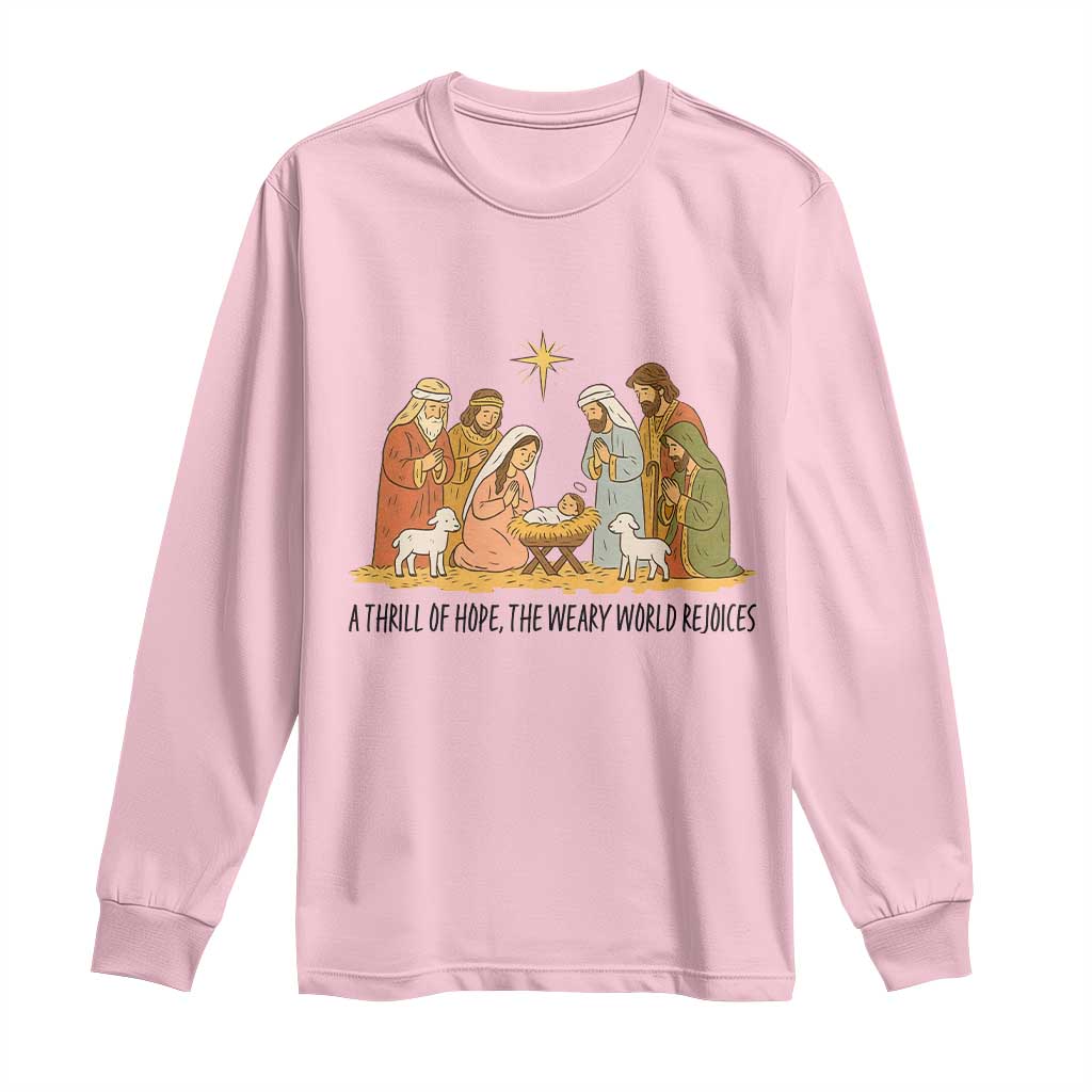 Nativity Scene Christmas Long Sleeve Shirt Baby Jesus Christian Faith - Wonder Print Shop
