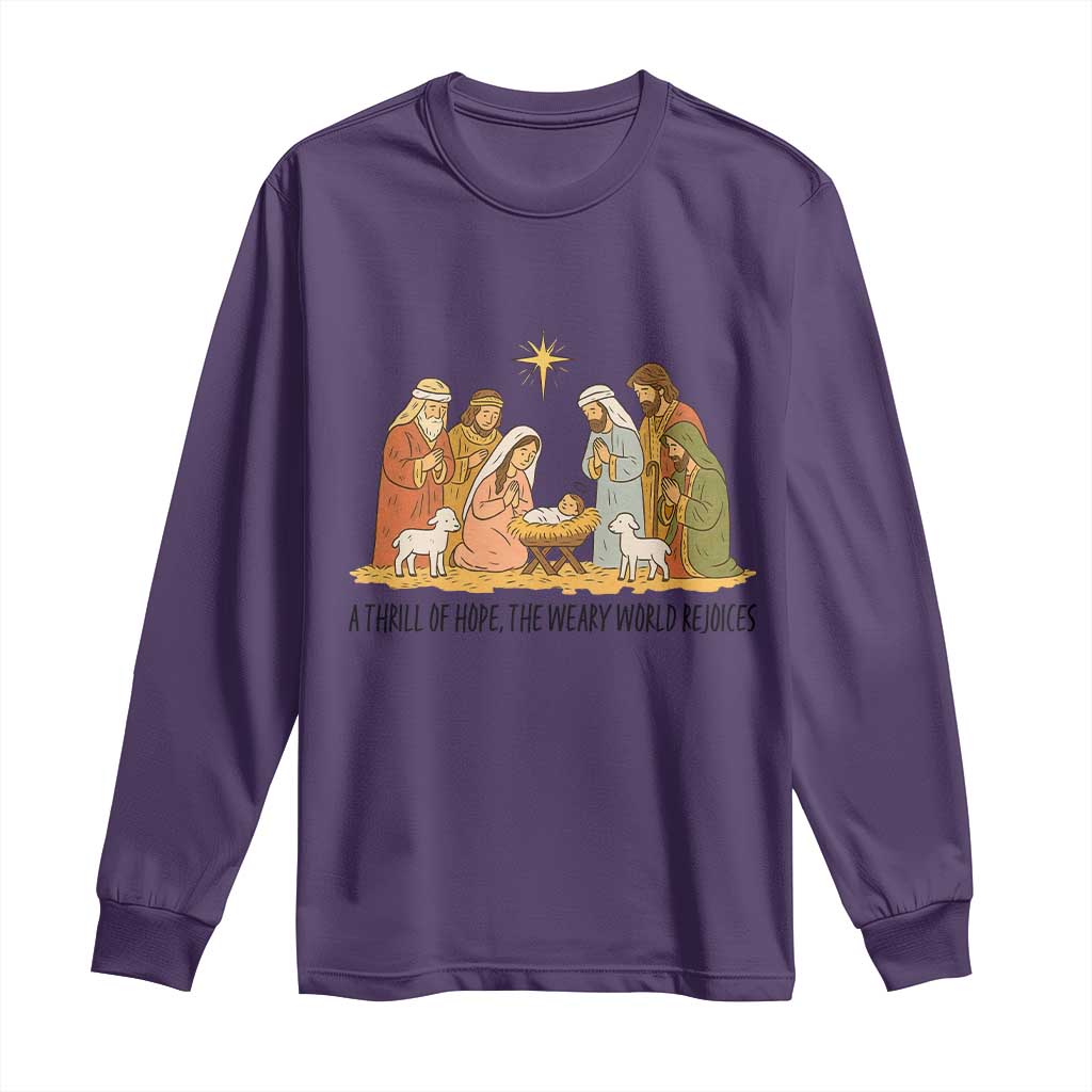 Nativity Scene Christmas Long Sleeve Shirt Baby Jesus Christian Faith - Wonder Print Shop