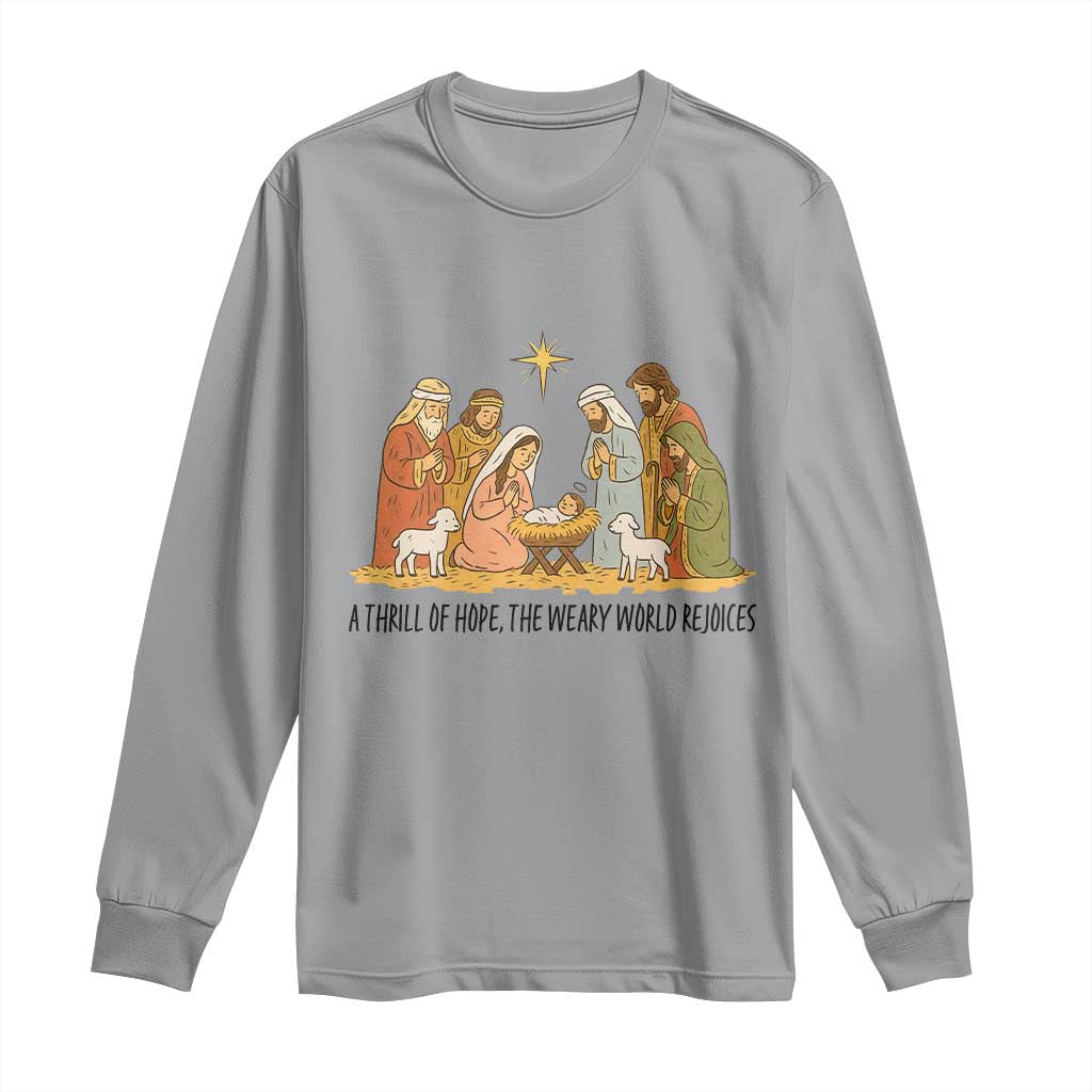 Nativity Scene Christmas Long Sleeve Shirt Baby Jesus Christian Faith - Wonder Print Shop