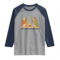 Nativity Scene Christmas Raglan Shirt Baby Jesus Christian Faith - Wonder Print Shop