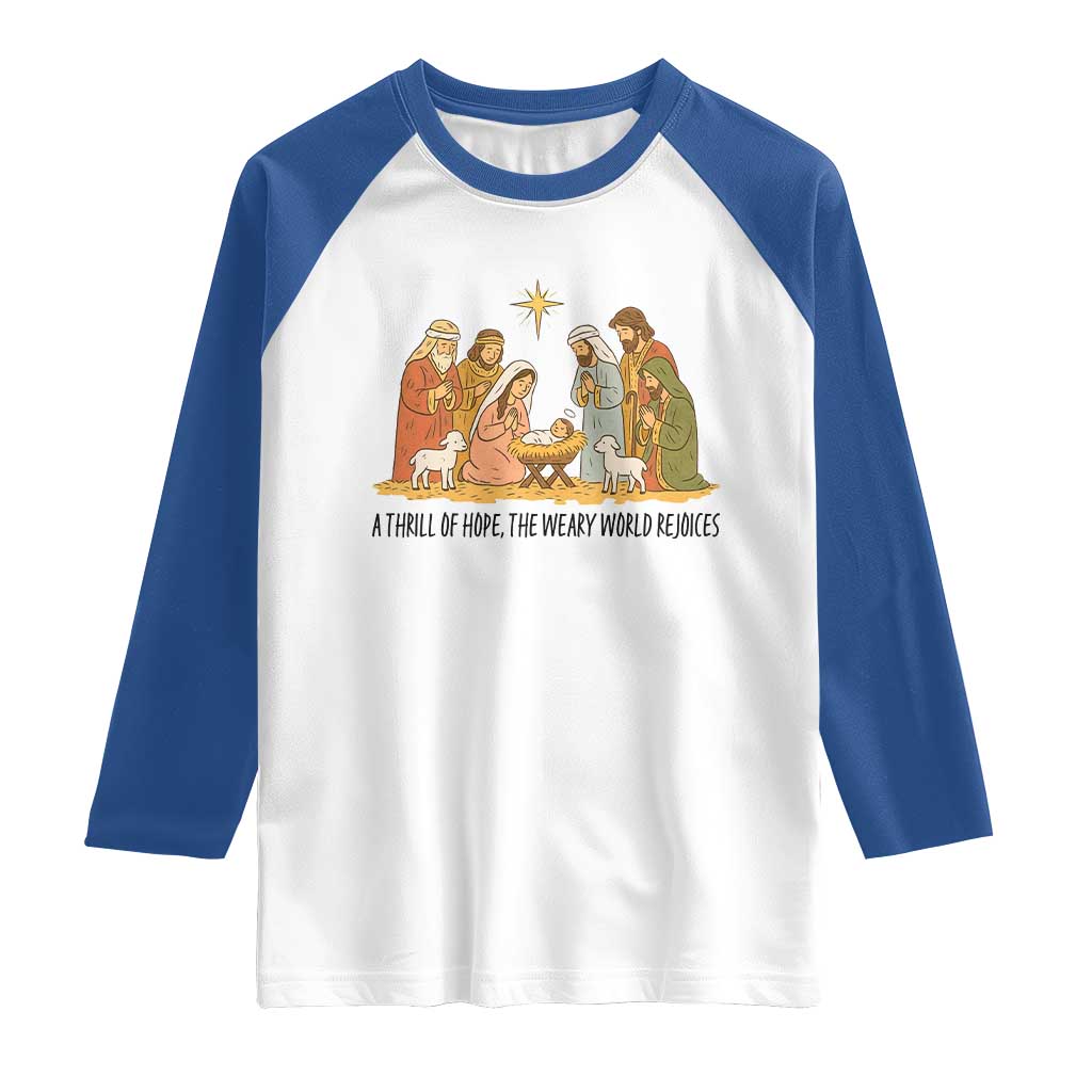 Nativity Scene Christmas Raglan Shirt Baby Jesus Christian Faith - Wonder Print Shop