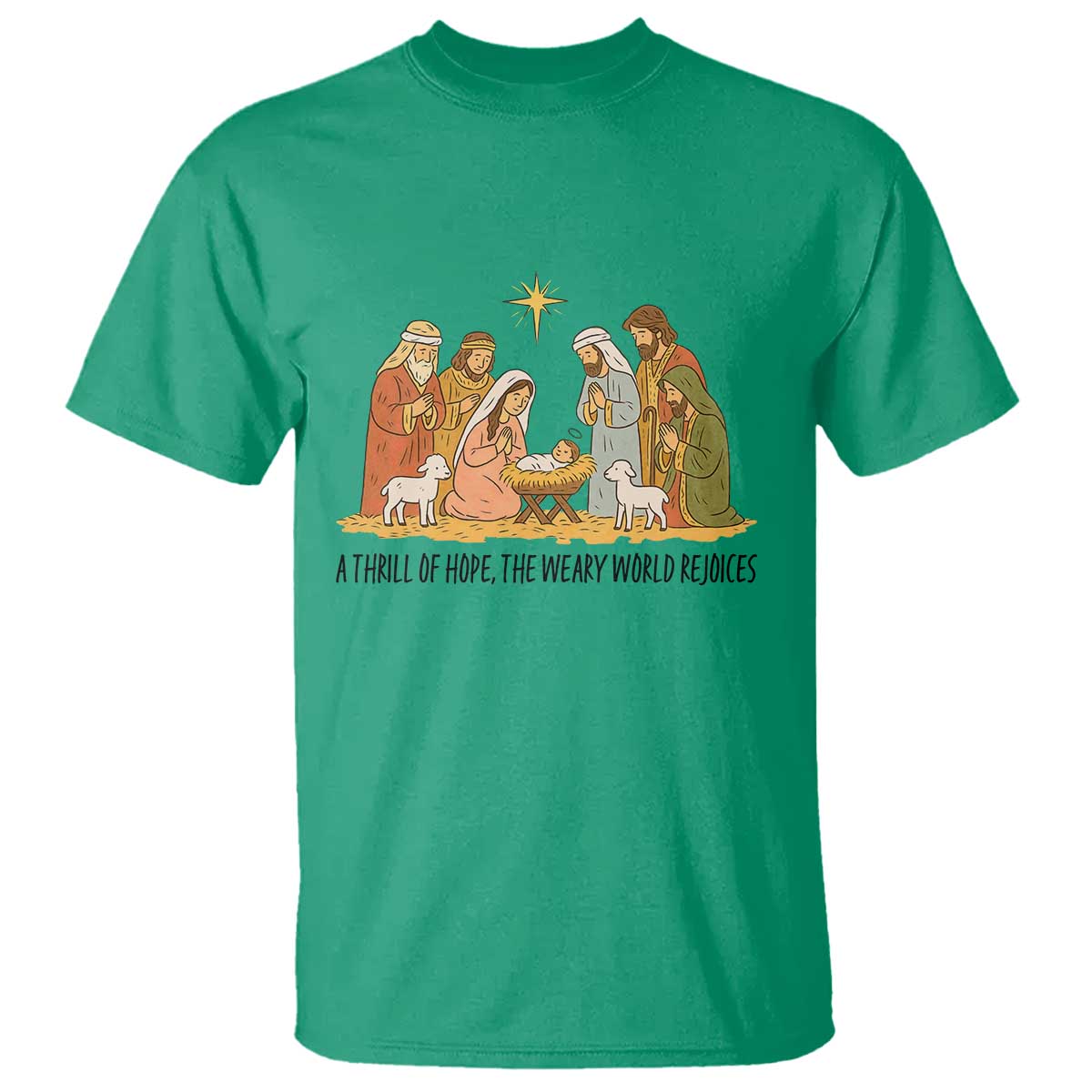 Nativity Scene Christmas T Shirt Baby Jesus Christian Faith - Wonder Print Shop