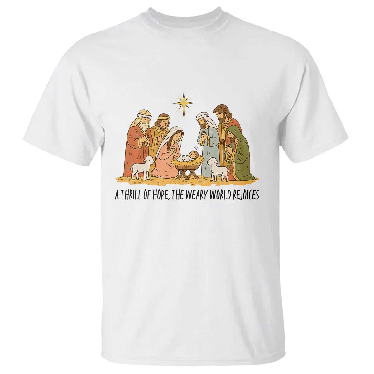 Nativity Scene Christmas T Shirt Baby Jesus Christian Faith - Wonder Print Shop