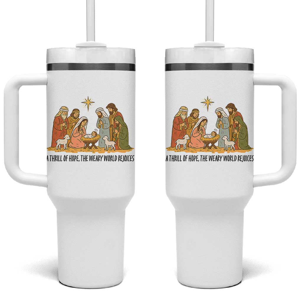 Nativity Scene Christmas Tumbler With Handle Baby Jesus Christian Faith - Wonder Print Shop