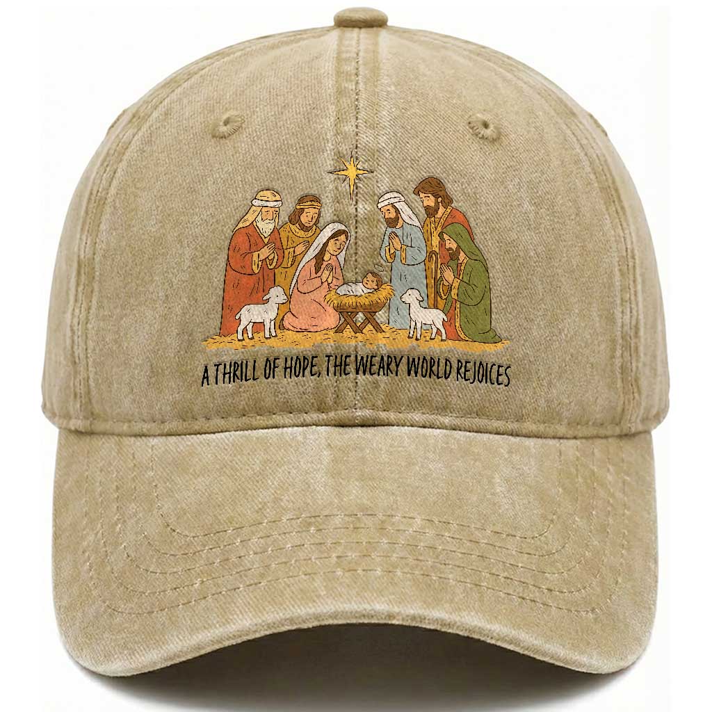 Nativity Scene Christmas Washed Cotton Baseball Cap Baby Jesus Christian Faith