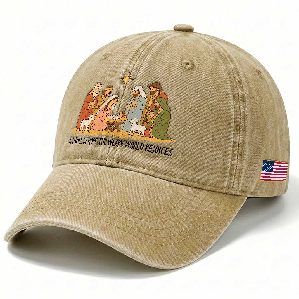 Nativity Scene Christmas Washed Cotton Baseball Cap Baby Jesus Christian Faith