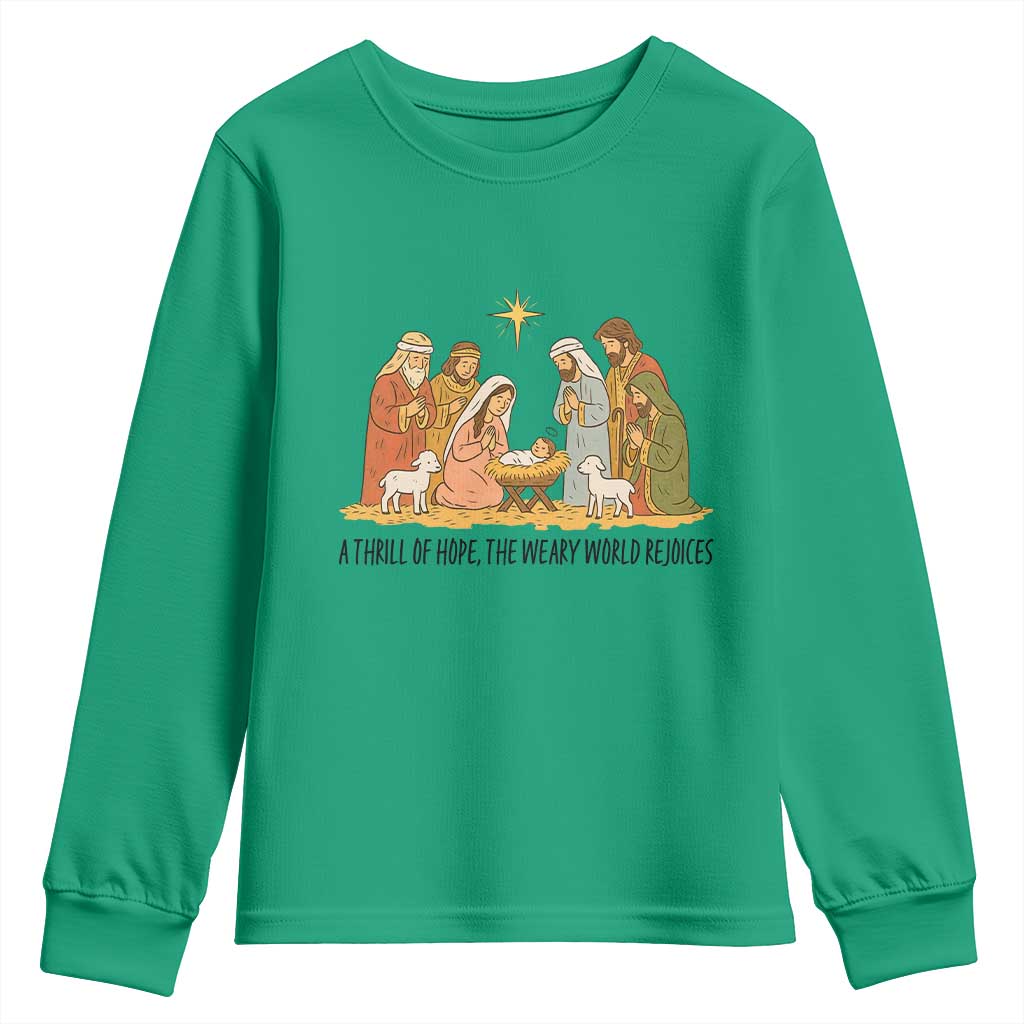 Nativity Scene Christmas Youth Sweatshirt Baby Jesus Christian Faith - Wonder Print Shop