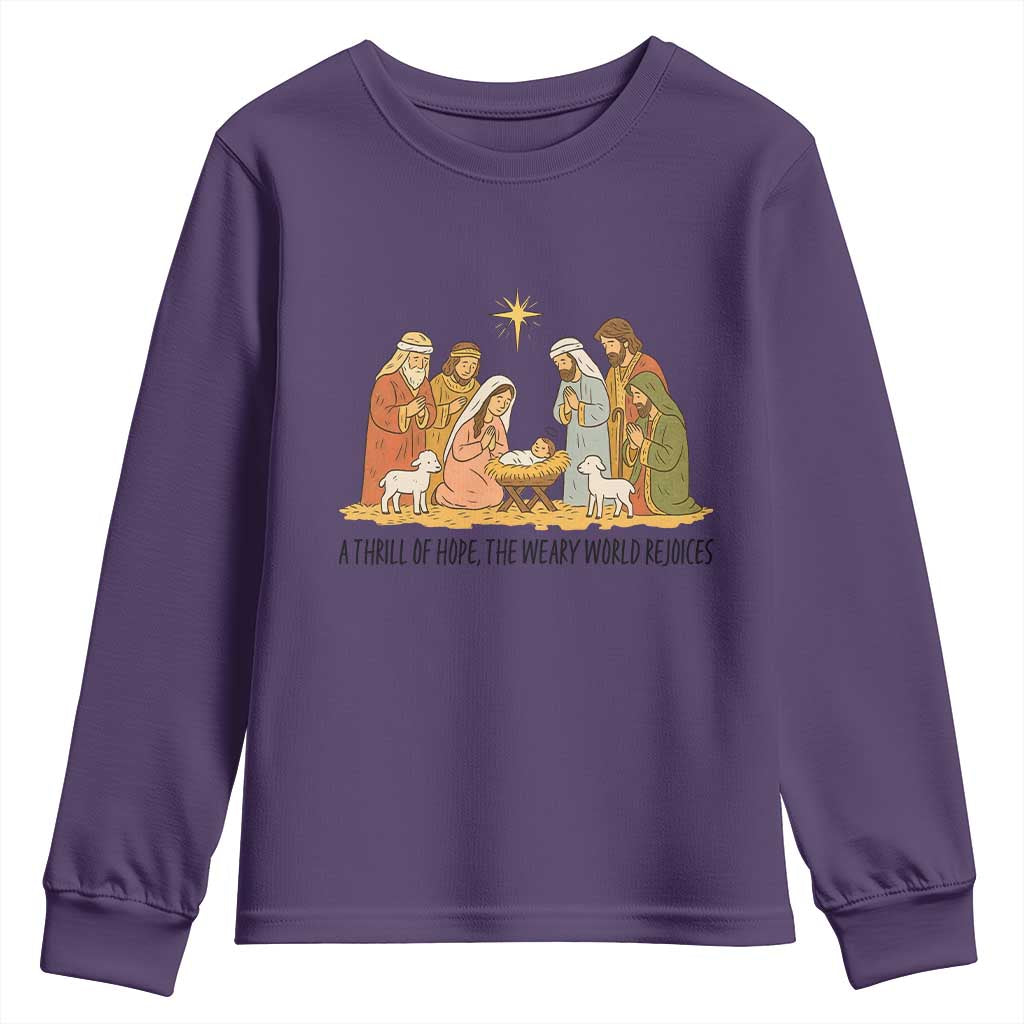 Nativity Scene Christmas Youth Sweatshirt Baby Jesus Christian Faith - Wonder Print Shop