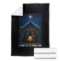 Nativity Scene Christmas Throw Blanket O Come Let Us Adrove Him - Wonder Print Shop