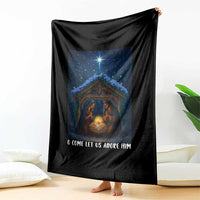 Nativity Scene Christmas Throw Blanket O Come Let Us Adrove Him - Wonder Print Shop