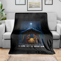 Nativity Scene Christmas Throw Blanket O Come Let Us Adrove Him - Wonder Print Shop