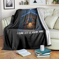 Nativity Scene Christmas Throw Blanket O Come Let Us Adrove Him - Wonder Print Shop