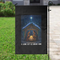 Nativity Scene Christmas Garden Flag O Come Let Us Adrove Him - Wonder Print Shop