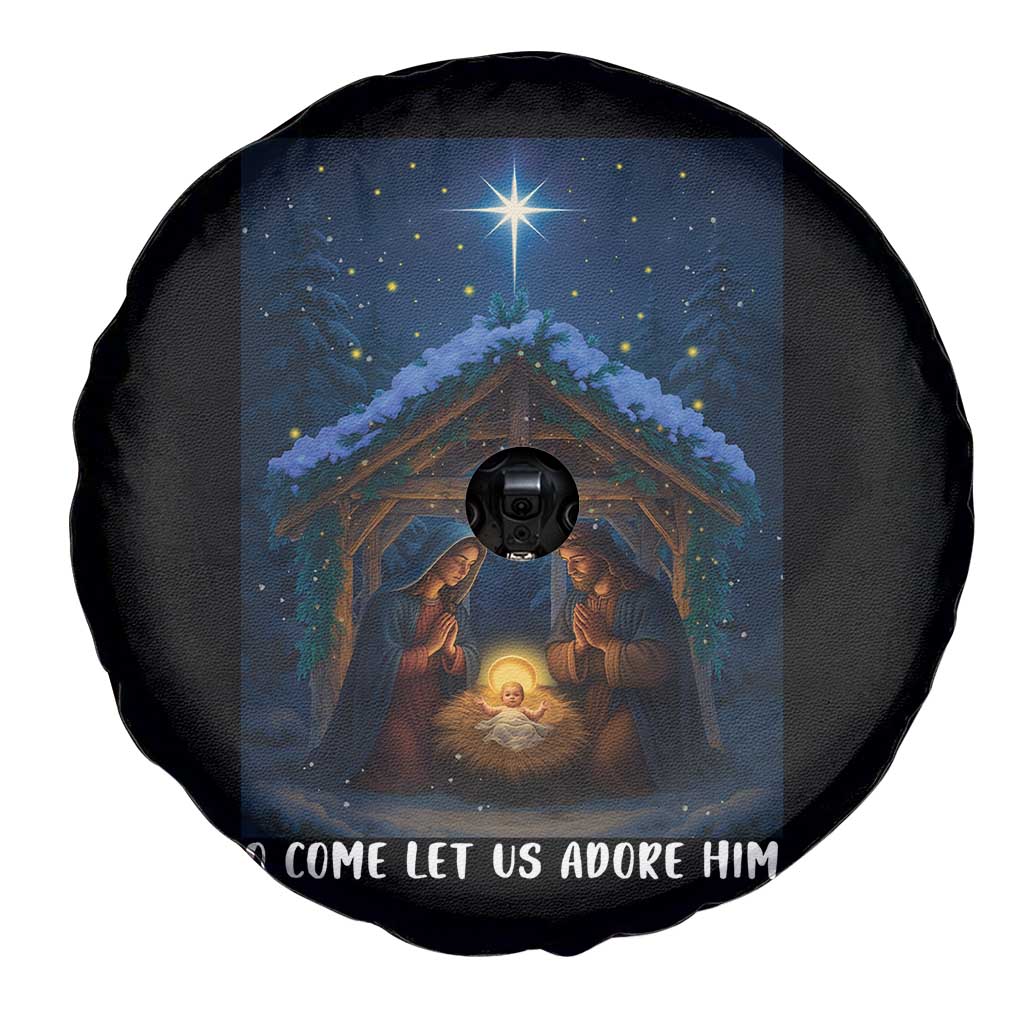 Nativity Scene Christmas Spare Tire Cover O Come Let Us Adrove Him - Wonder Print Shop