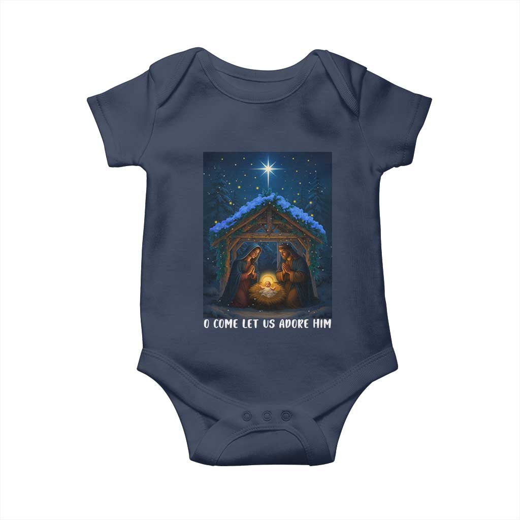 Nativity Scene Christmas Baby Onesie O Come Let Us Adrove Him - Wonder Print Shop