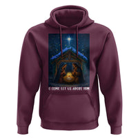 Nativity Scene Christmas Hoodie O Come Let Us Adrove Him - Wonder Print Shop