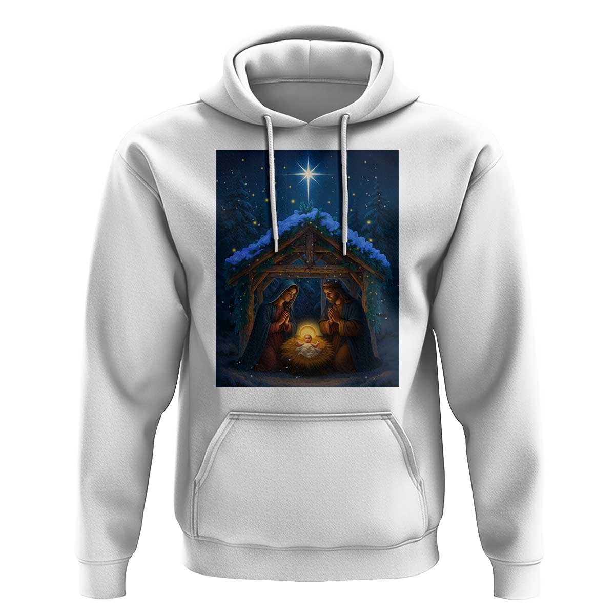 Nativity Scene Christmas Hoodie O Come Let Us Adrove Him - Wonder Print Shop