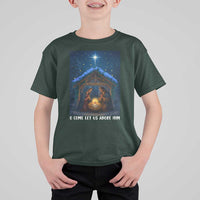 Nativity Scene Christmas T Shirt For Kid O Come Let Us Adrove Him - Wonder Print Shop