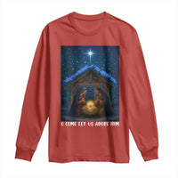 Nativity Scene Christmas Long Sleeve Shirt O Come Let Us Adrove Him - Wonder Print Shop
