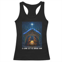 Nativity Scene Christmas Racerback Tank Top O Come Let Us Adrove Him - Wonder Print Shop
